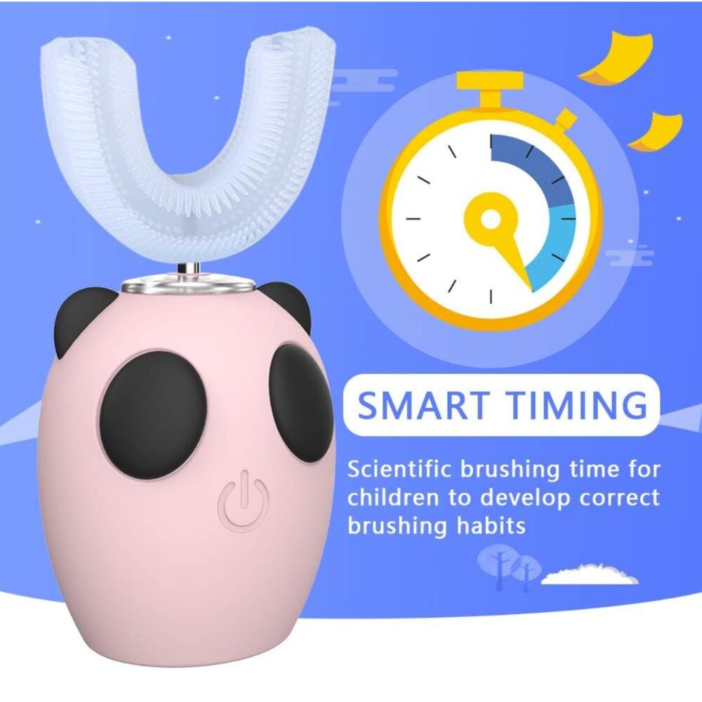 New Kids U Type Ultrasonic Electric Toothbrush 4 Gear Speed/Pink For 8-15 Years